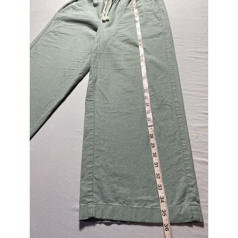 J.CREW Women's Green Linen Cotton Drawstring Wide-Leg Pants 26 Inseam - Picture 3 of 11